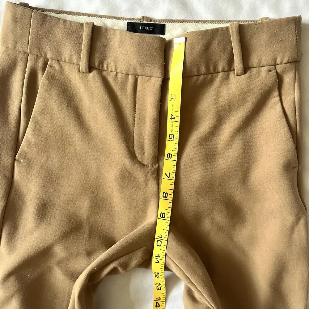 J. Crew Cameron Ankle Pants Tan Camel SZ 4 Slim Crop Career Four-Season Stretch